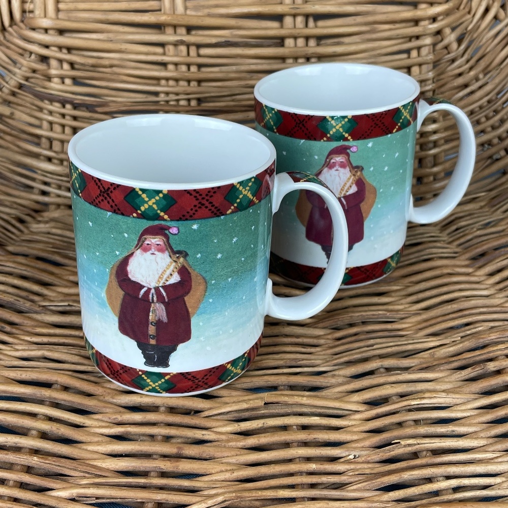 BLOCK by Gear Primitive Santa Ceramic Christmas Mugs Father Christmas - Pair